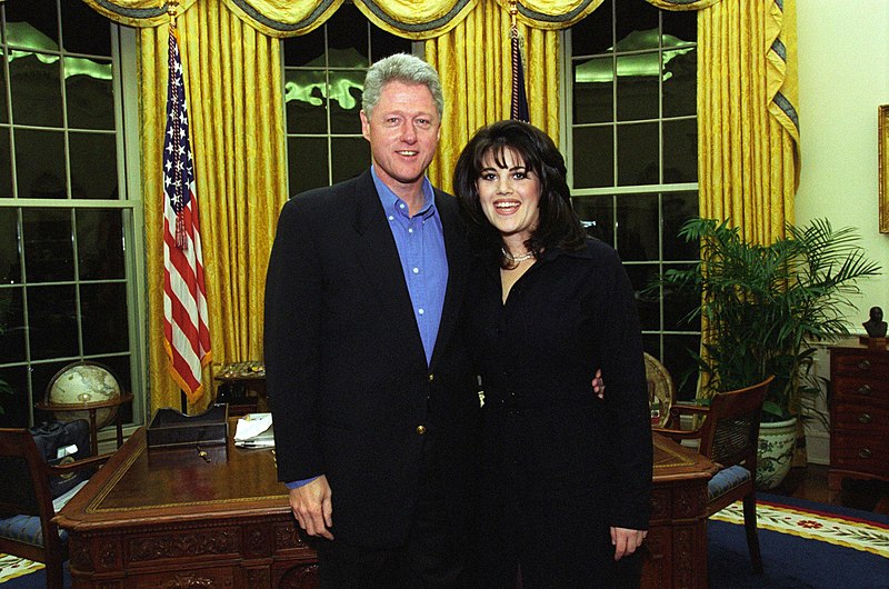 President Bill Clinton with White House intern Monica Lewinsky around 1995.