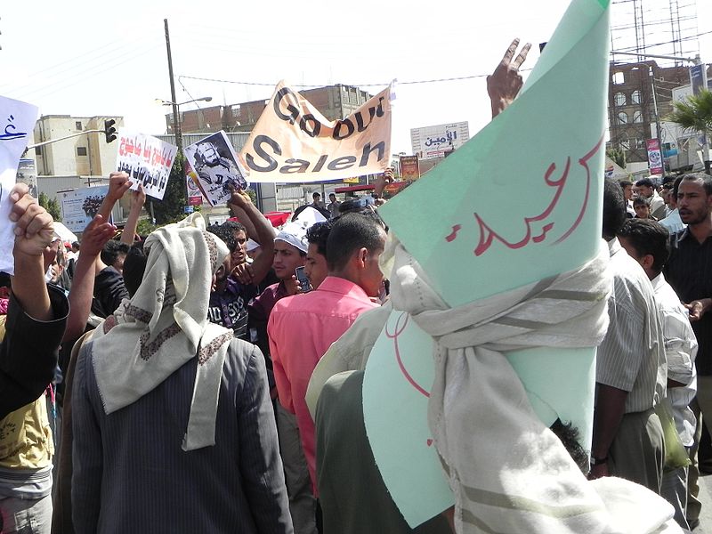 Protesters calling for President Saleh to resign in February 2011.