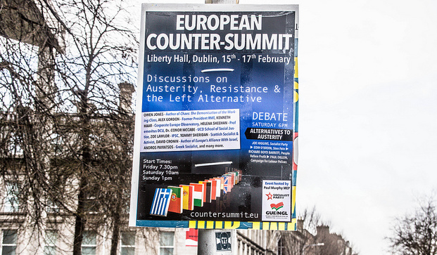 A poster for a counter summit in 2013 regarding Ireland’s debt burden.