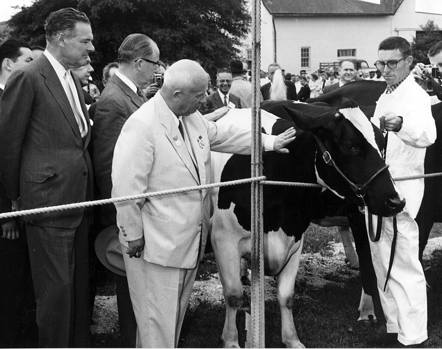 Khrushchev during his visit to the Agricultural Research Service Center in Maryland.
