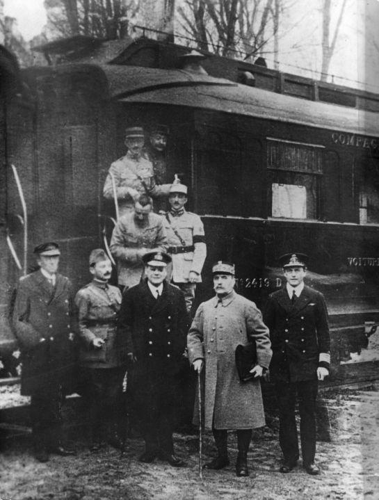 The German delegation met Allied Commander Ferdinand Foch, and signed the Armistice in his railway car.