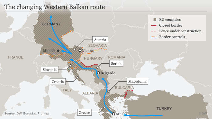 The 'Balkan Route' in late 2015.