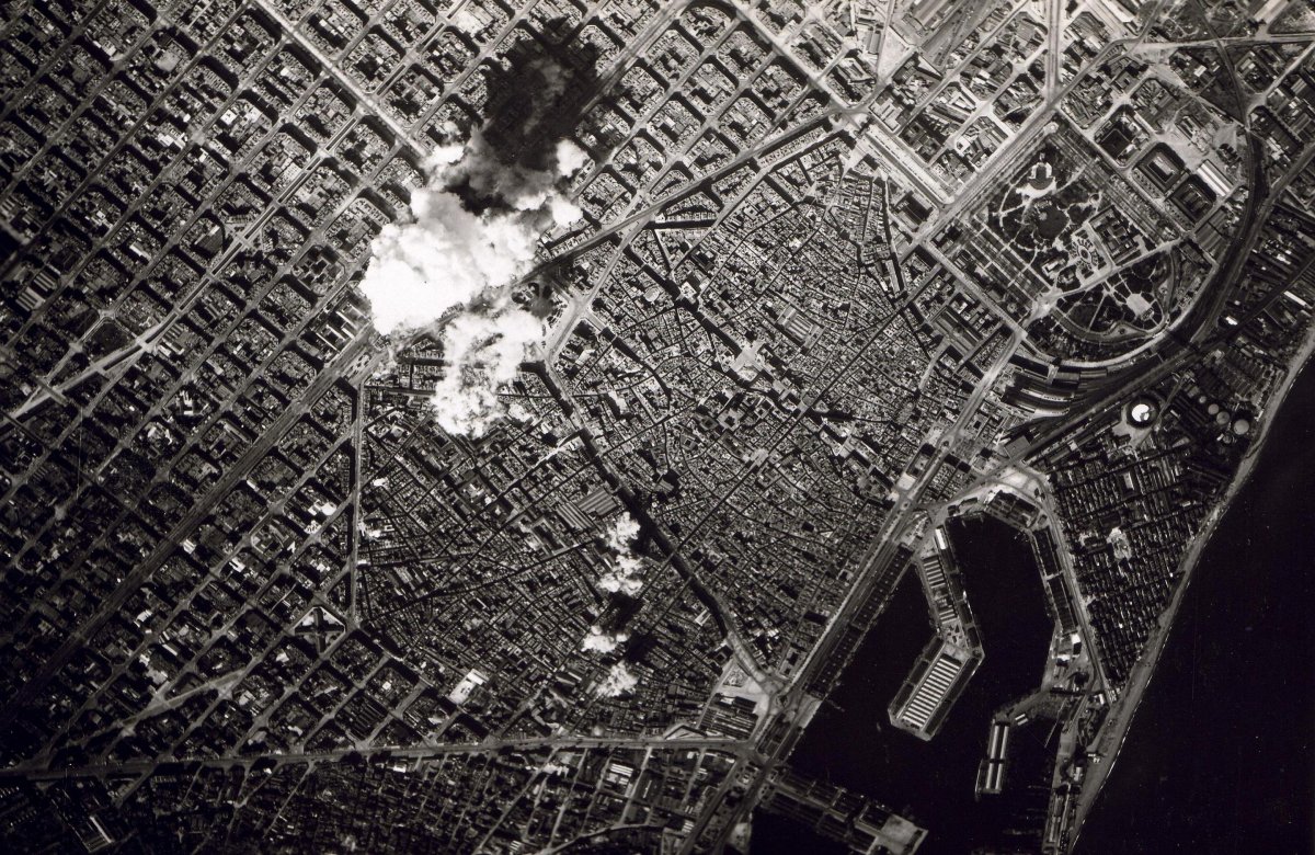 The Nationalists bombing Barcelona in 1938.