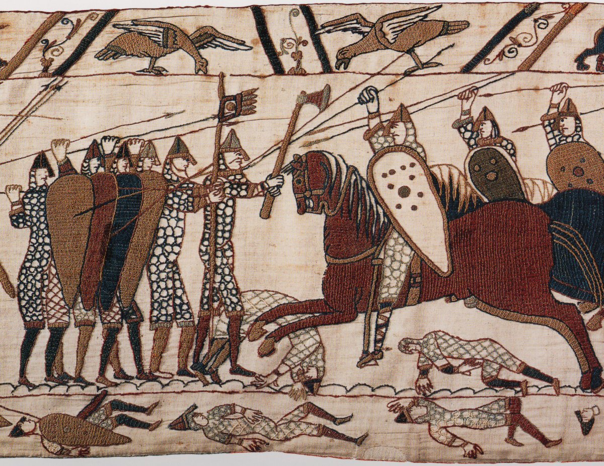 Scene from the 11th century Bayeaux Tapestry.