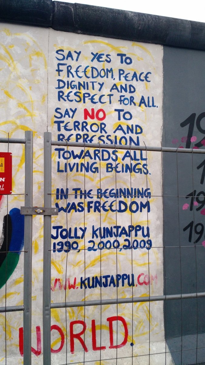 A message of peace found at Berlin's East Side Gallery.