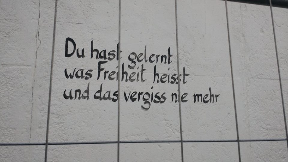A poem painted at the East Side Gallery.