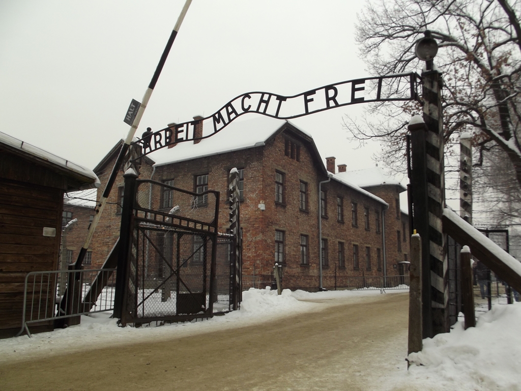 Entrance gate of Auschwitz Concentration Camp.