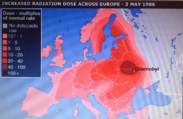 Map of radioactive cloud across Europe.