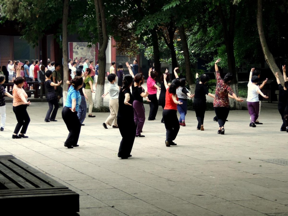 Daily tai chi in the park of the Small Wild Goose Pagoda and Xi’an City Museum.