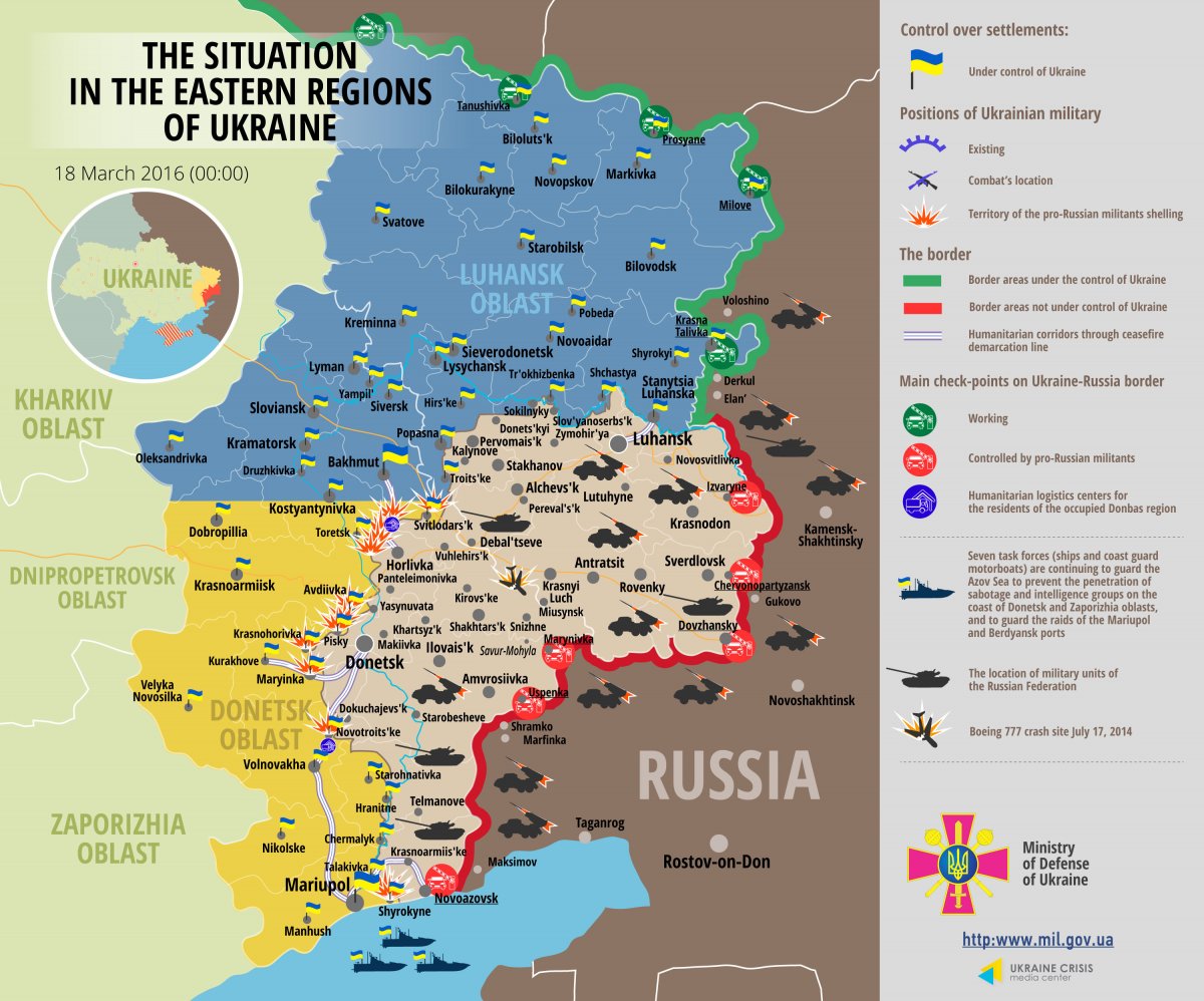Map of the Situation in the Eastern Regions of Ukraine from the Ministry of Defense of Ukraine.