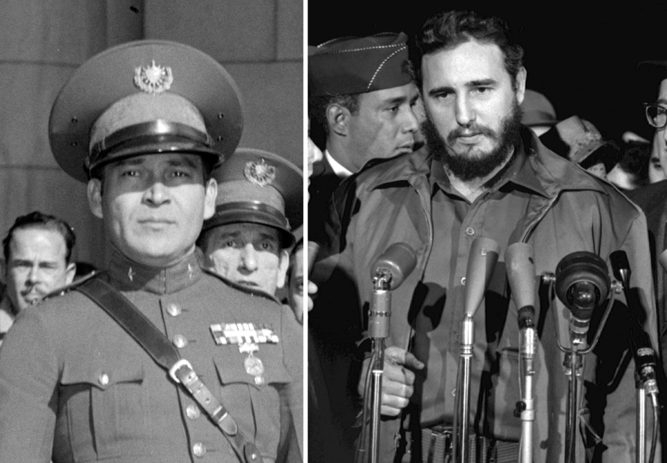 On the left, Fulgencio Batista. On the right, Fidel Castro.