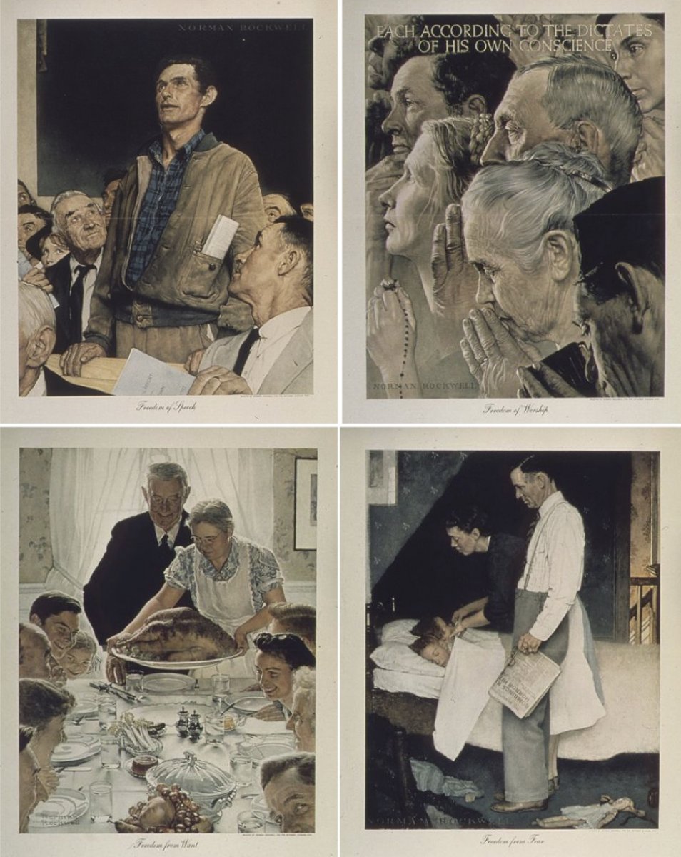 Norman Rockwell’s 1943 depiction of the four freedoms.