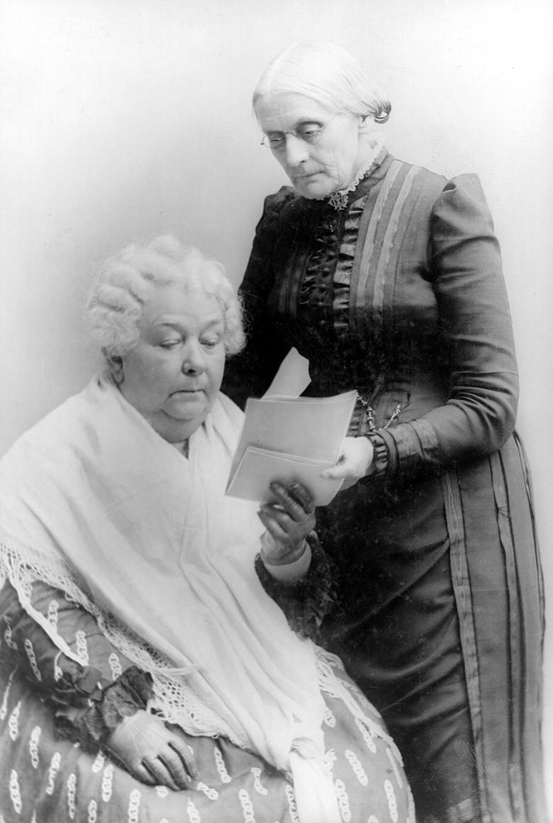 Elizabeth Cady Stanton (seated) with Susan B. Anthony (standing), circa 1900.