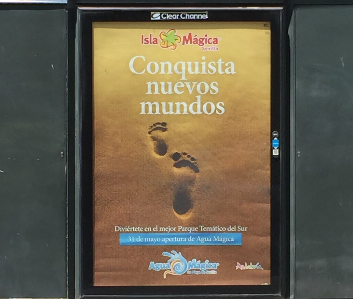 'Conquer New Worlds' street ad for the Magic Island waterpark in Seville, Spain.