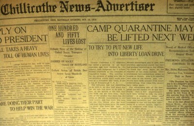 An Ohio newspaper informing residents about the current status of a quarantine