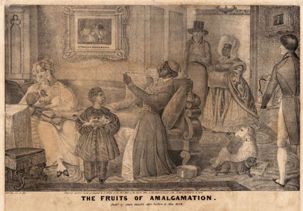 The final image of E.W. Clay’s 1839 series of lithographs on the topic, 'Practical Amalgamation (The Fruits of Amalgamation)'