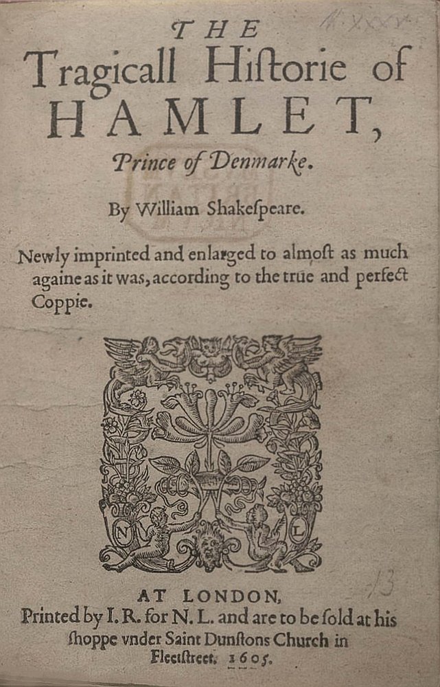 Original title page of Shakespeare’s Hamlet.