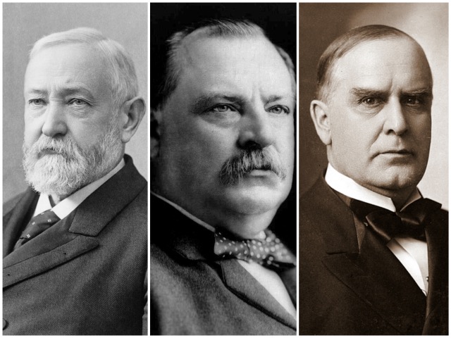 Presidents Benjamin Harrison, Grover Cleveland, and William McKinley.