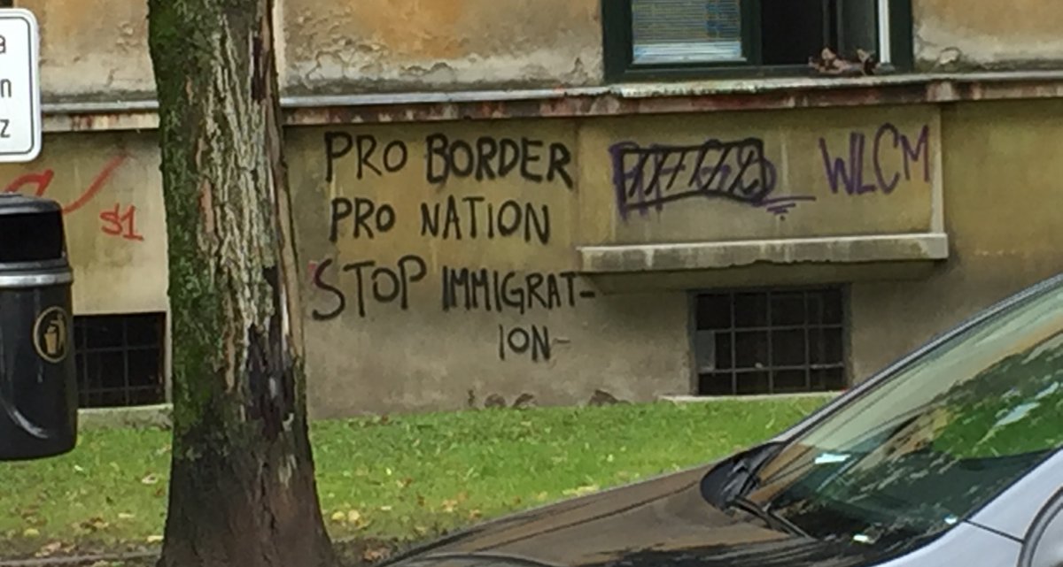 Anti-refugee graffiti.