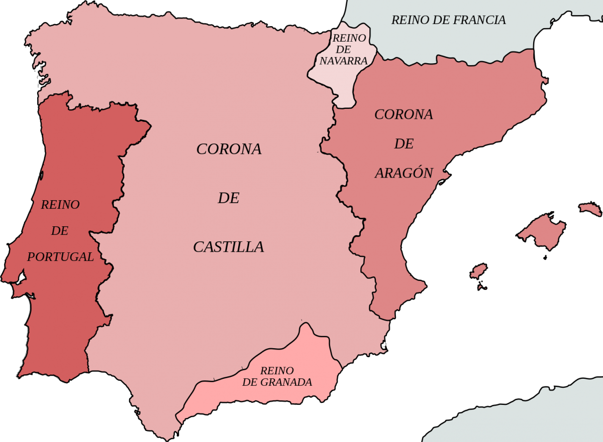 A map of the Iberian Kingdoms in 1400.