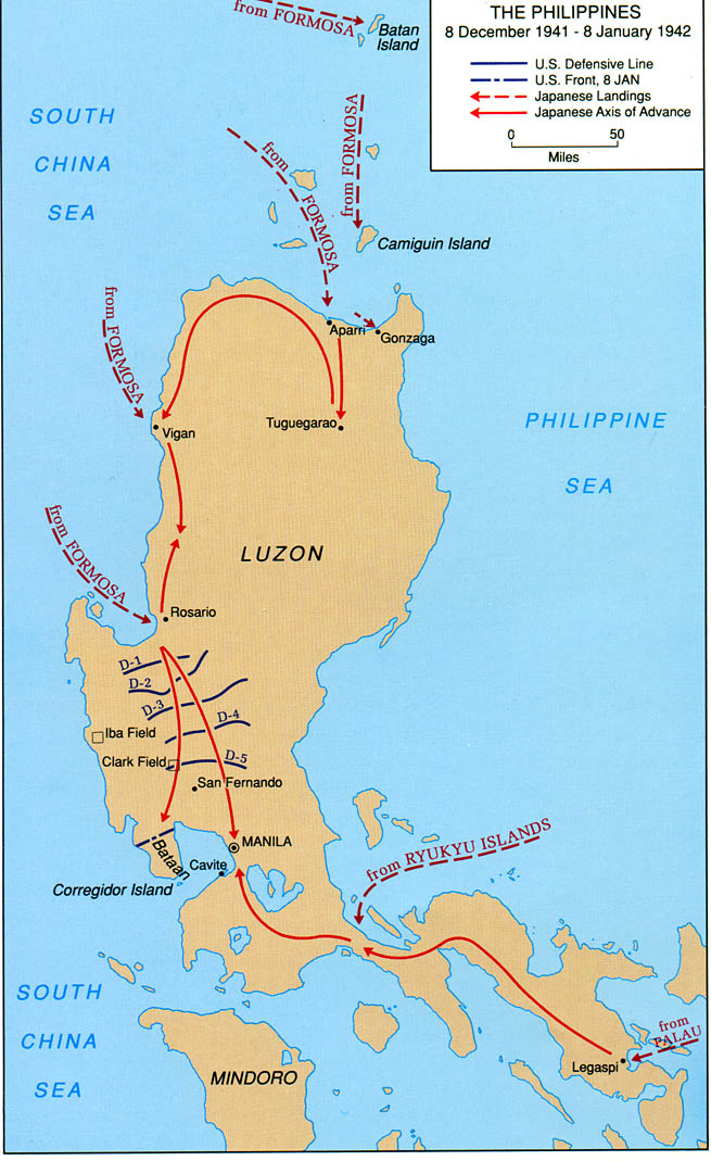The Japanese invasion of Luzon and capture of Manila.