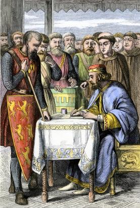 The signing of the Magna Carta at Runnymede.