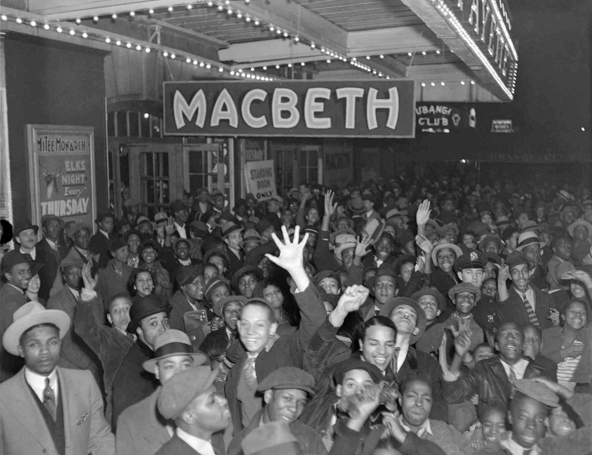 Opening of an all-African American production of Macbeth.
