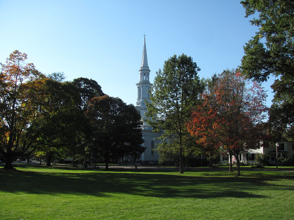 Lexington Green, Massachusetts photographed in the present day.