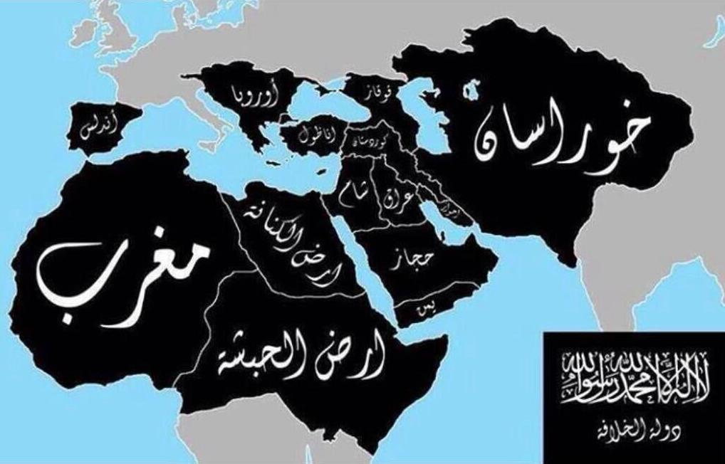 Map of the caliphate to which ISIS aspires.