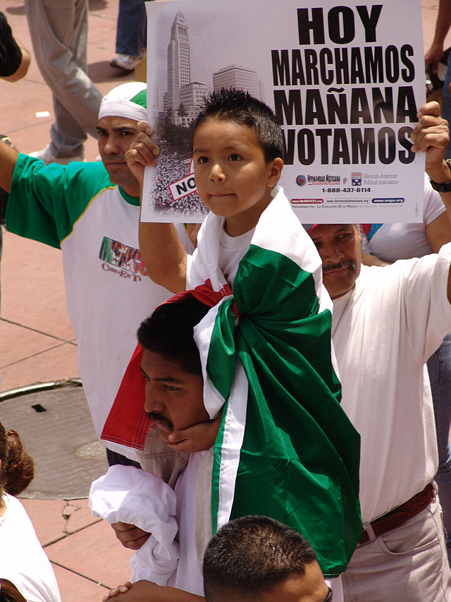 A march in downtown Los Angeles calling for illegal immigrants' amnesty.