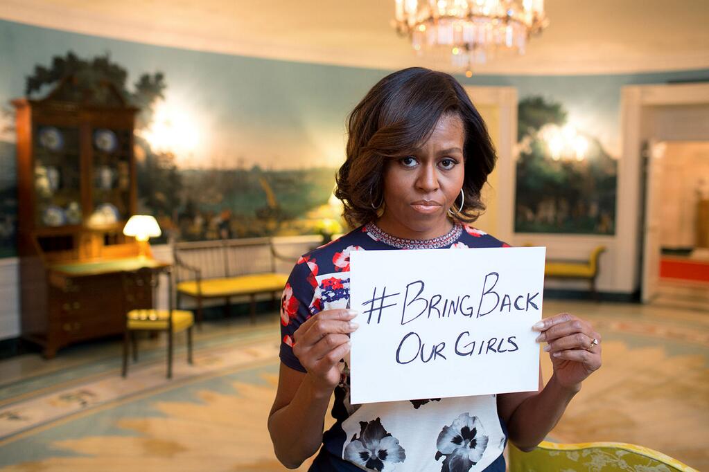 First Lady Michelle Obama making a plea for the return of the Chibok girls.