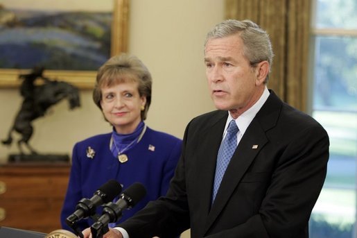 President George W. Bush nominates Harriet Miers.