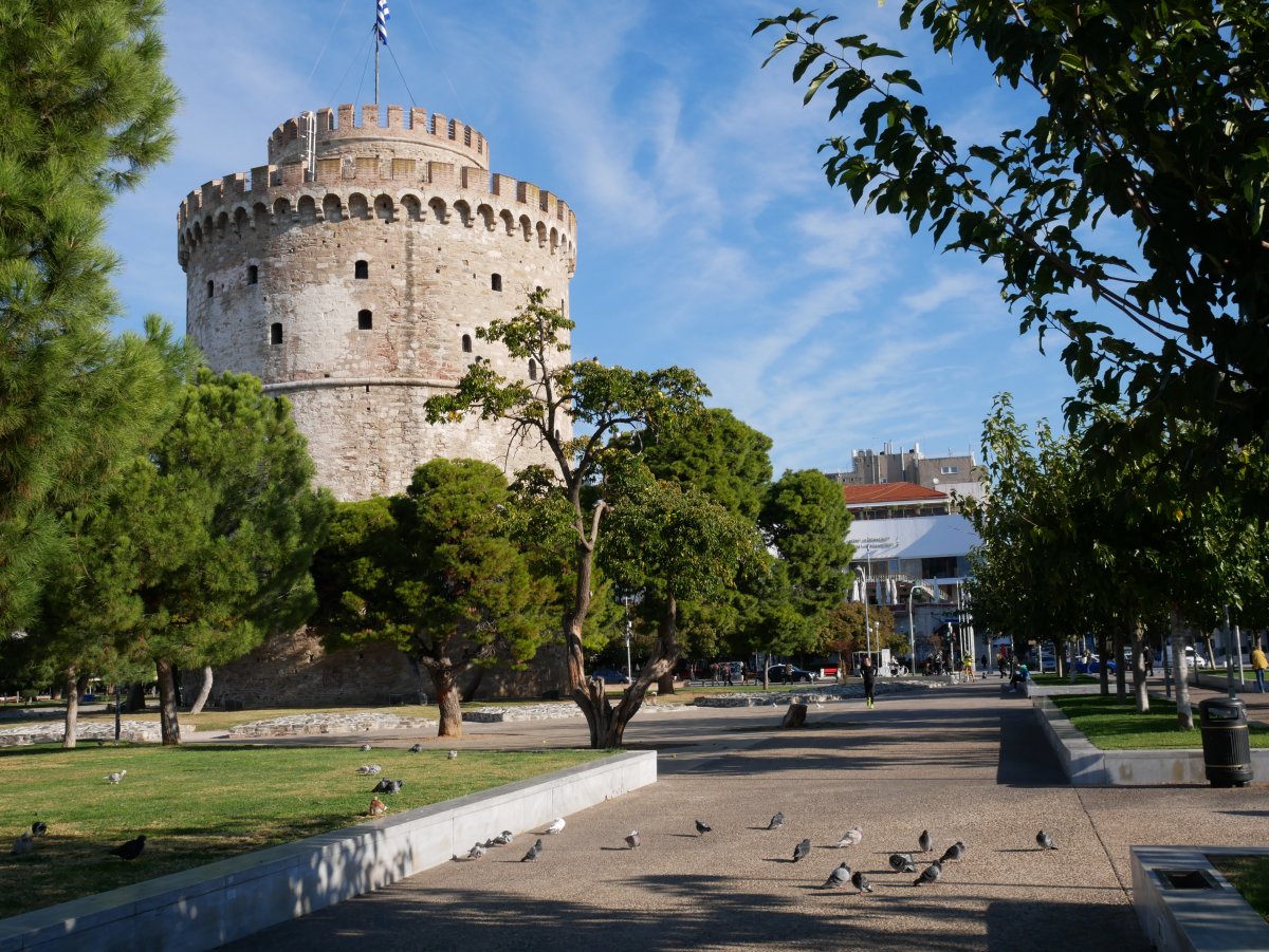 View of the White Tower in Thessaloniki, Greece.