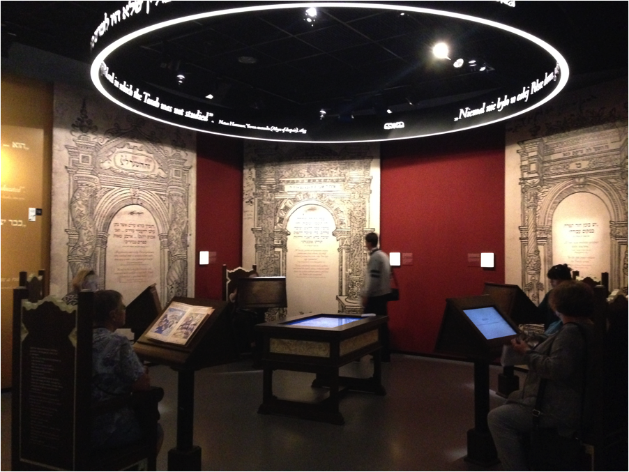 Visitors have the opportunity to sit down and browse through a virtual library.