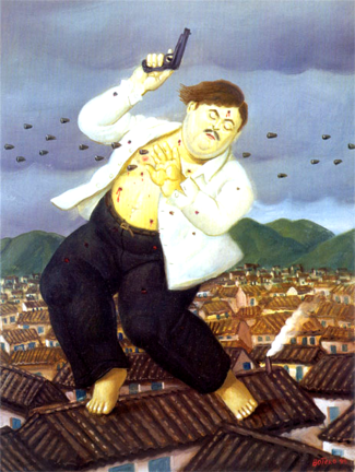 Pablo Escobar's death as portrayed by artist Fernando Botero.