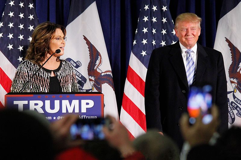Sarah Palin endorsing Donald Trump.