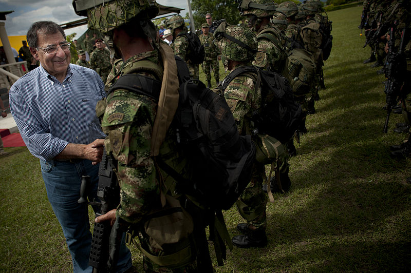 Secretary of Defense Leon E. Panetta meeting with Colombian Special Forces.