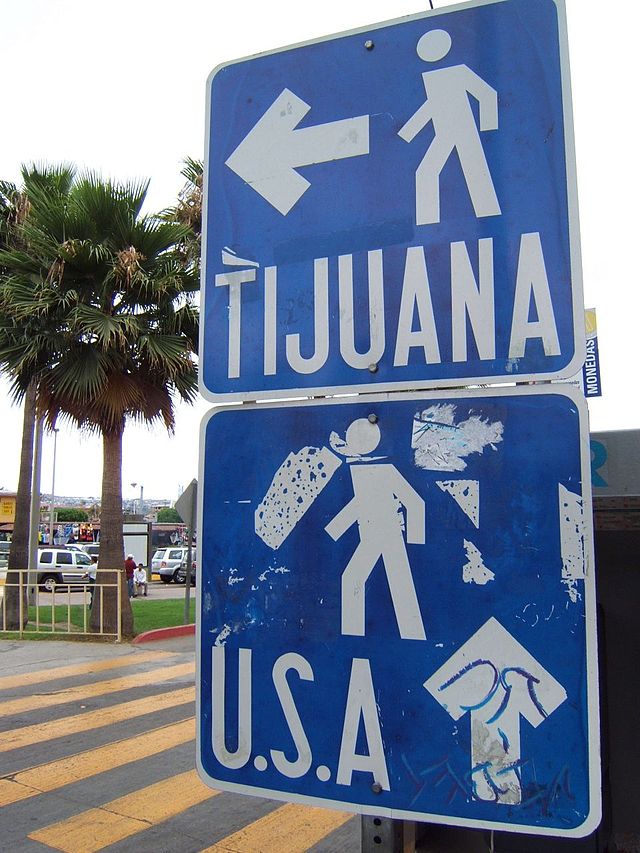 U.S.-Mexico pedestrian border crossing.