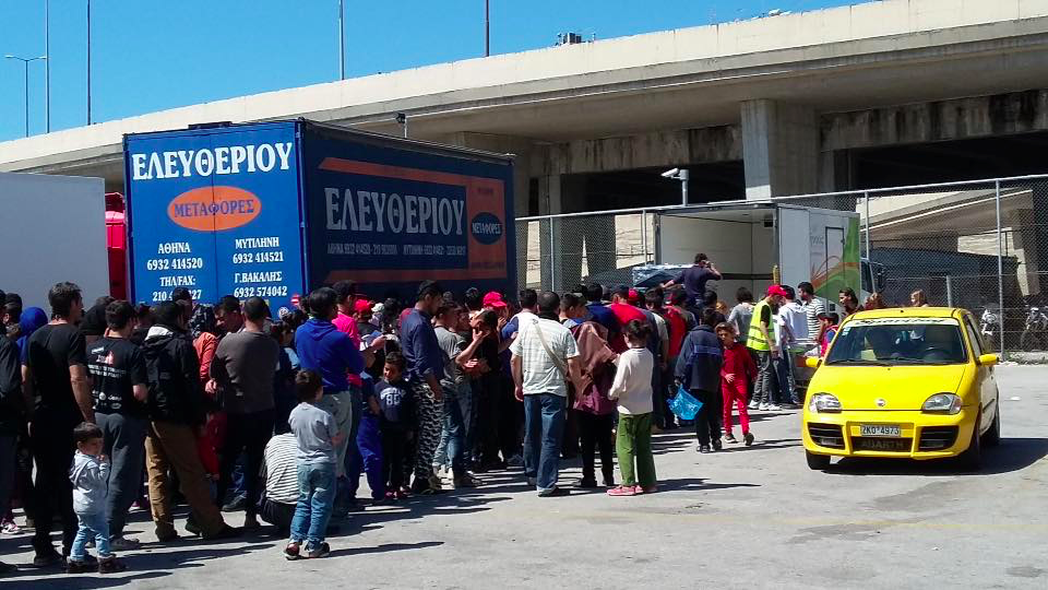 Food distribution outside Stone House.