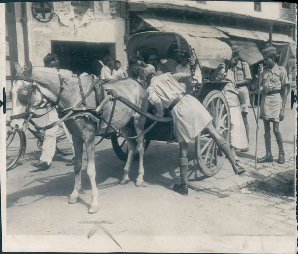 Police in Delhi searching a vehicle for arms, fearing anti-Partition violence, June 10, 1947.