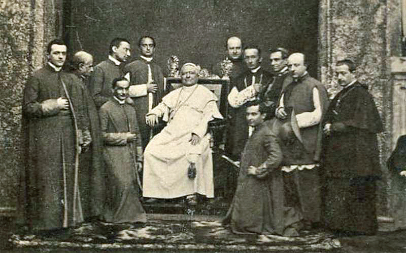 Pope Pius IX with the clergy members of his Papal Court around 1878