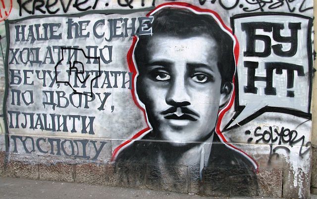 Graffiti memorializing Princip in Belgrade near the central train and bus stations.