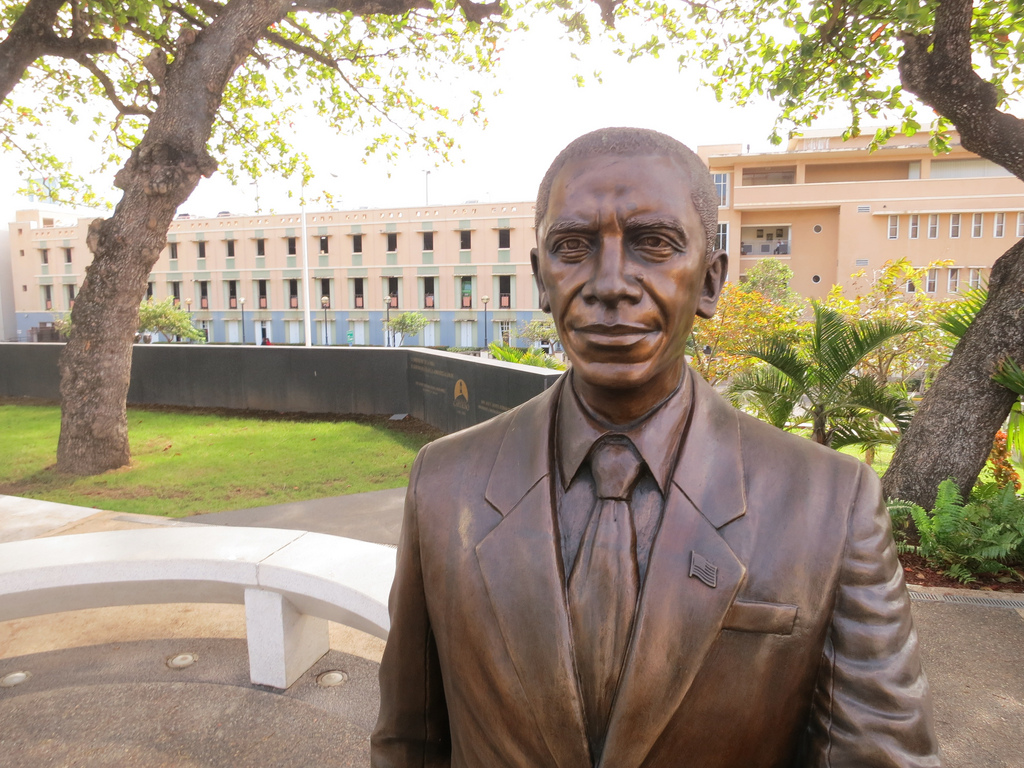 A statue of former President Barack Obama installed in San Juan, Puerto Rico.