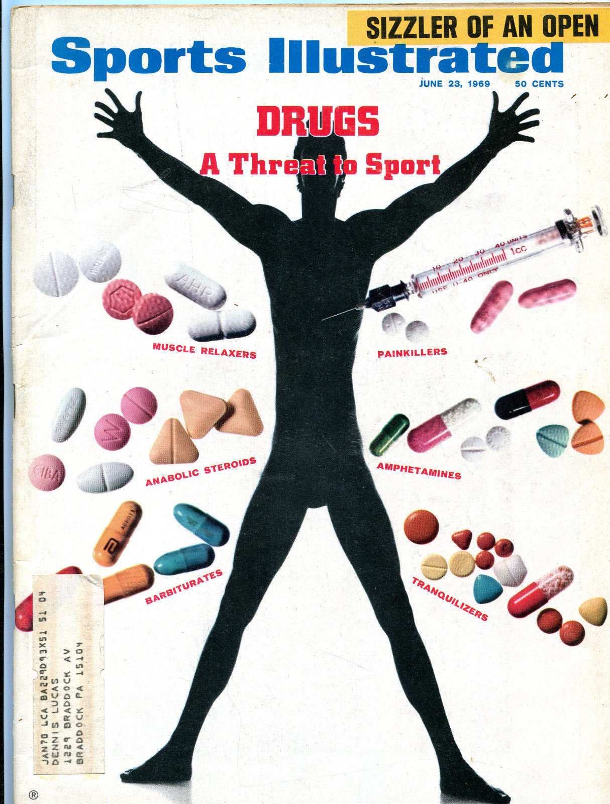 1969 Sports Illustrated cover 'Drugs: A Threat to Sport.'