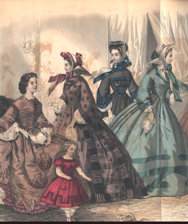 Godey’s Lady’s Book Fashion Plate, February 1863.