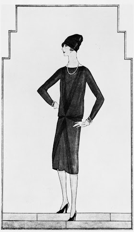 Illustration of Chanel little black dress from Vogue, October 1926.