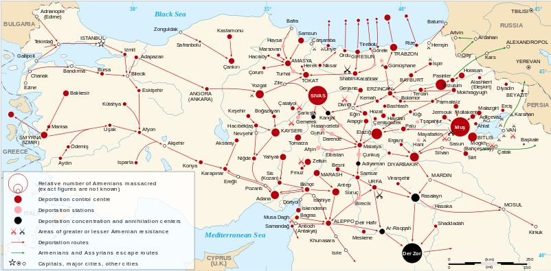 This map depicts locations of deportation stations and routes as well as escape routes.