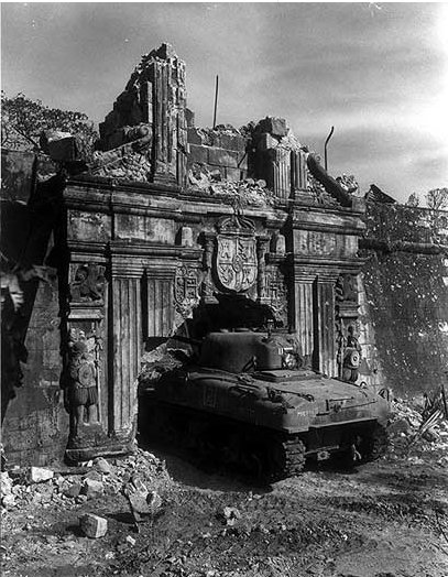 A Sherman tank enters Fort Santiago.