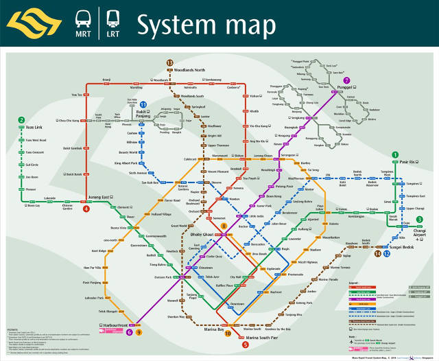 Map of Singapore’s MRT system, 2014