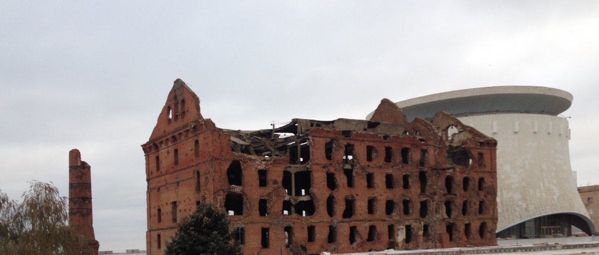 The Stalingrad Flour Mill: the mill, near the waterfront, was one of the few buildings to remain relatively intact throughout the battle. It was preserved as a memorial and part of the Battle of Stalingrad Museum after the war